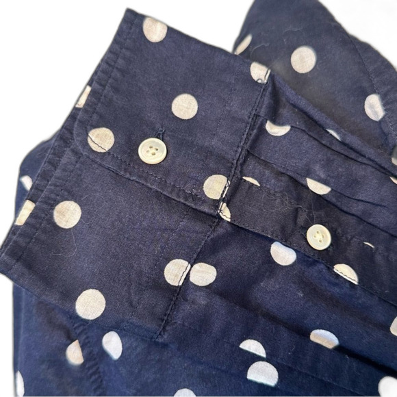TALBOTS Blouse Women’s SZ M Polka Dot Button Front Long Sleeve Cotton Blue White - Picture 5 of 11
